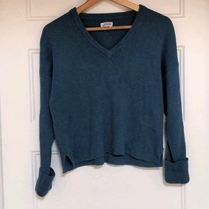 Frank and Oak Cropped V Neck Knit Sweater